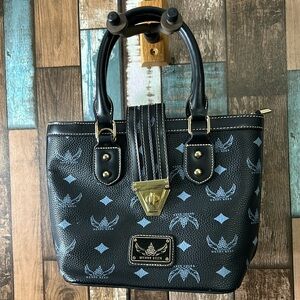 Wendy Keen satchel purse gold detail